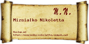 Mizsialko Nikoletta névjegykártya